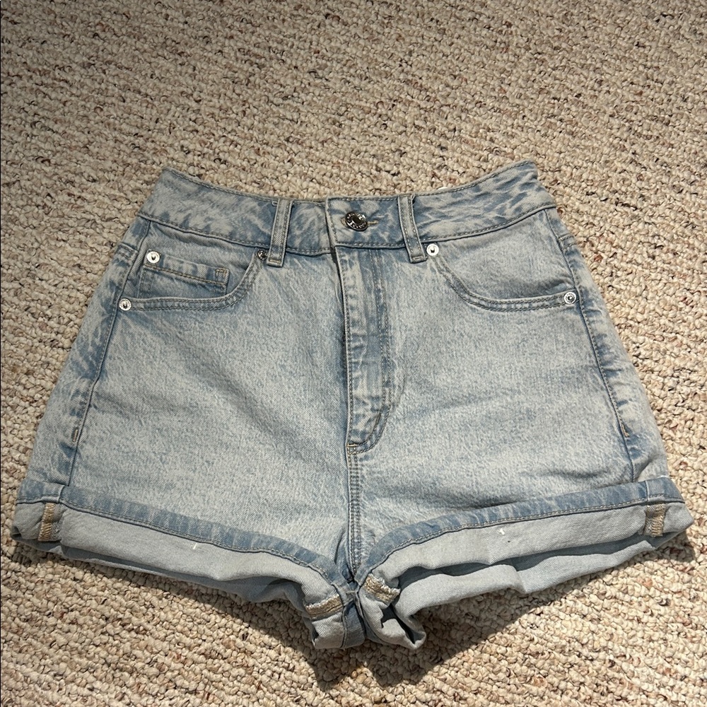 Garage Blue Jean Shorts High-Waisted Distressed